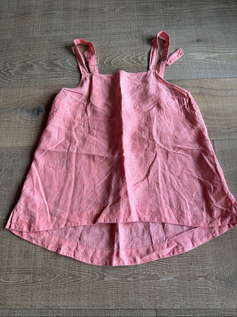 Peach Pink Linen Sleeveless Tie-Strap Tank L